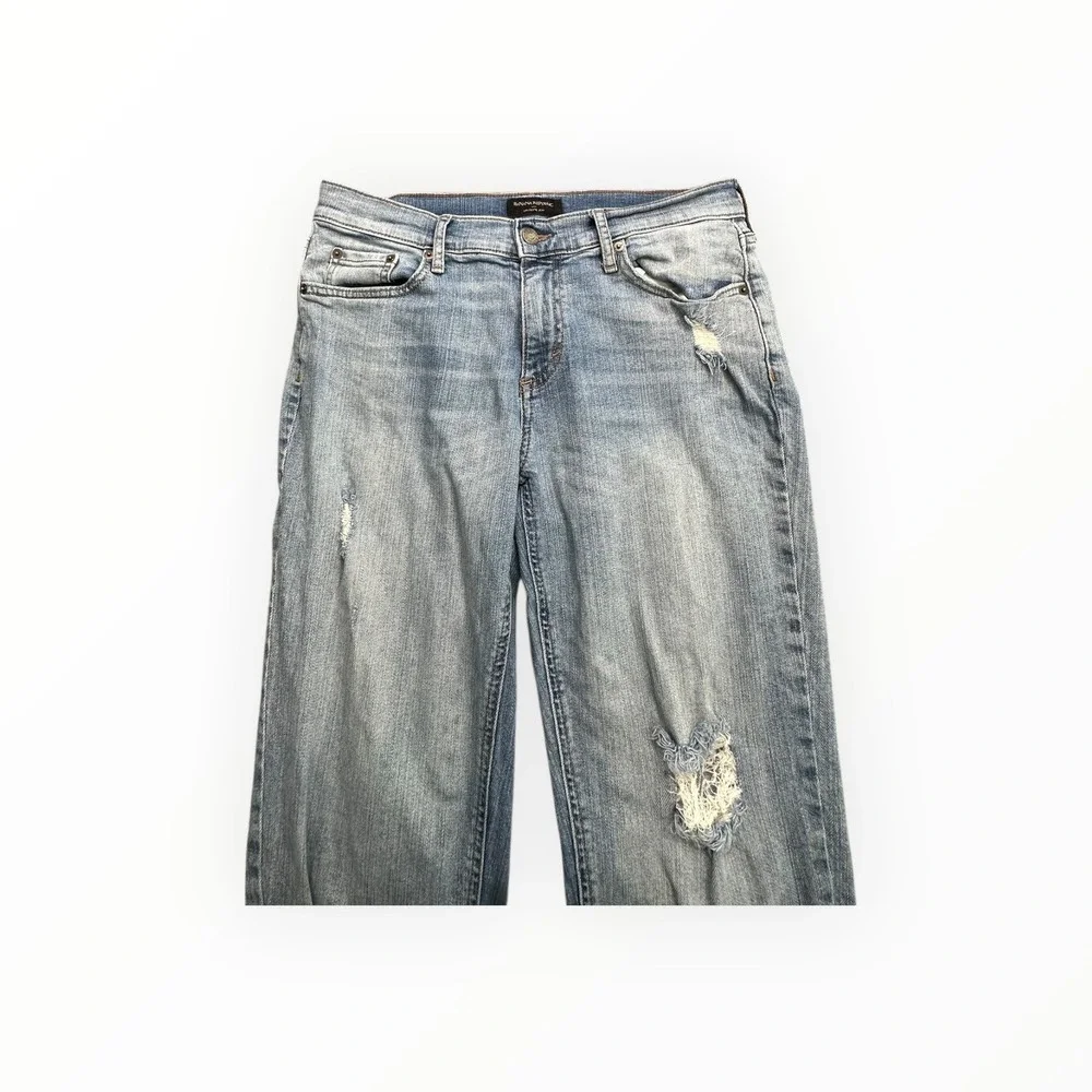 Banana Republic Girlfriend Jeans Womens 28/6P Light Wash Distressed Denim Petite